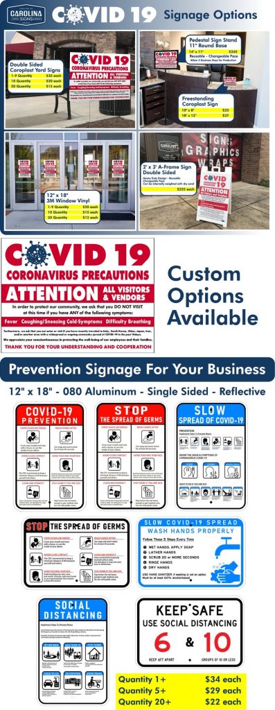 coronavirus custom signage options